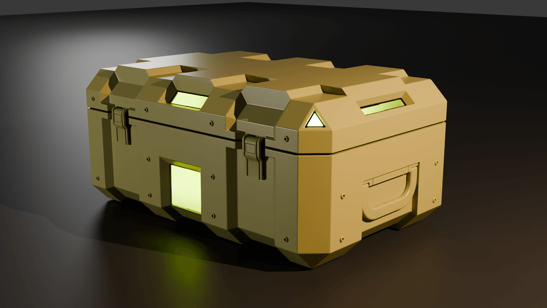 Sci-fi supply crate rendered in Blender