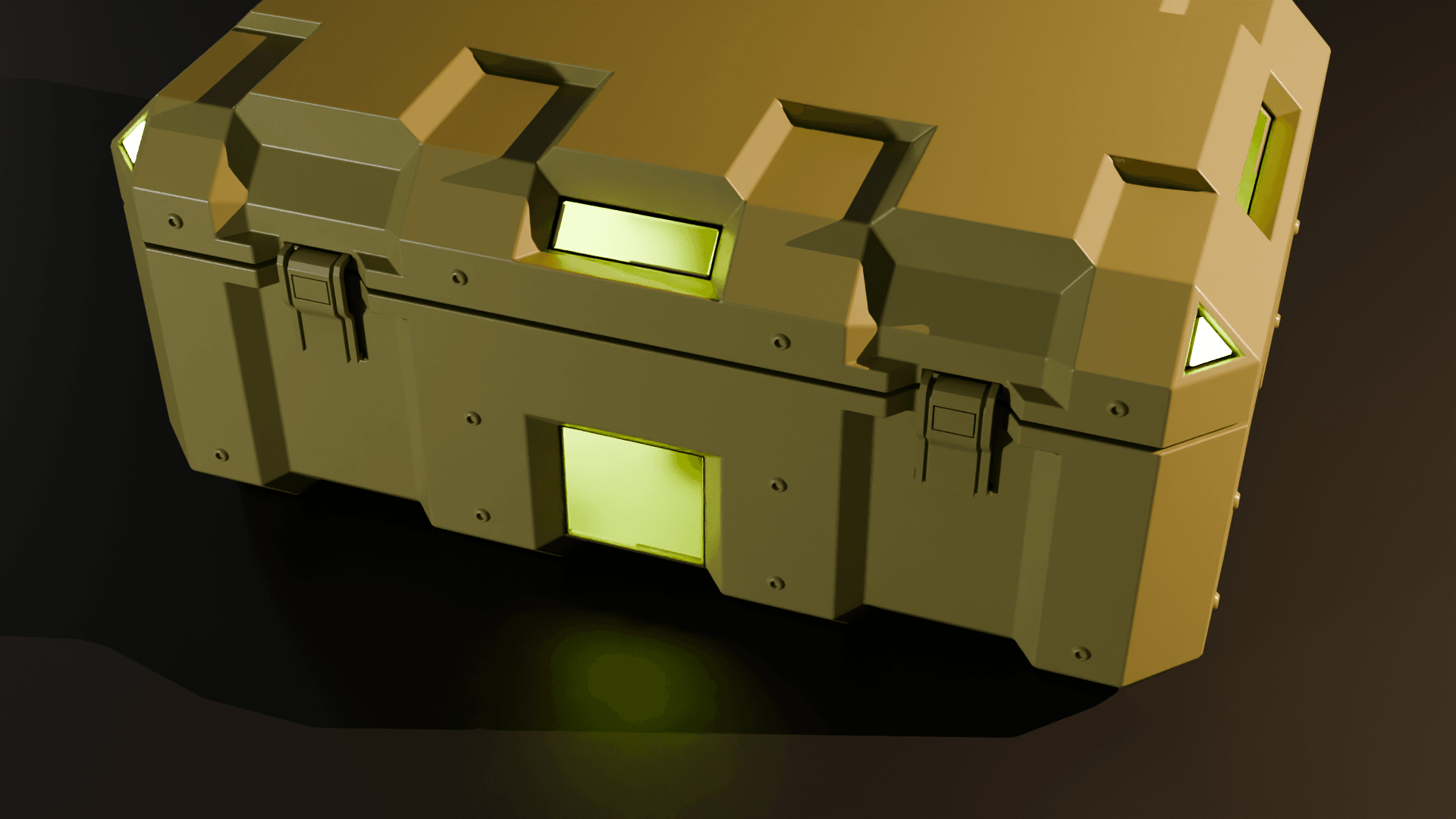 Sci-fi supply crate rendered in Blender