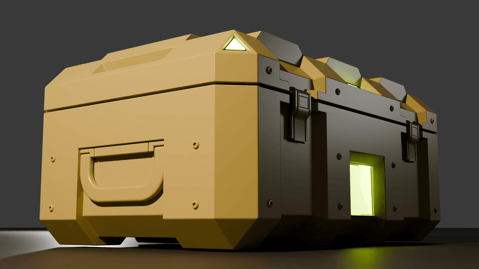 Sci-fi supply crate rendered in Blender