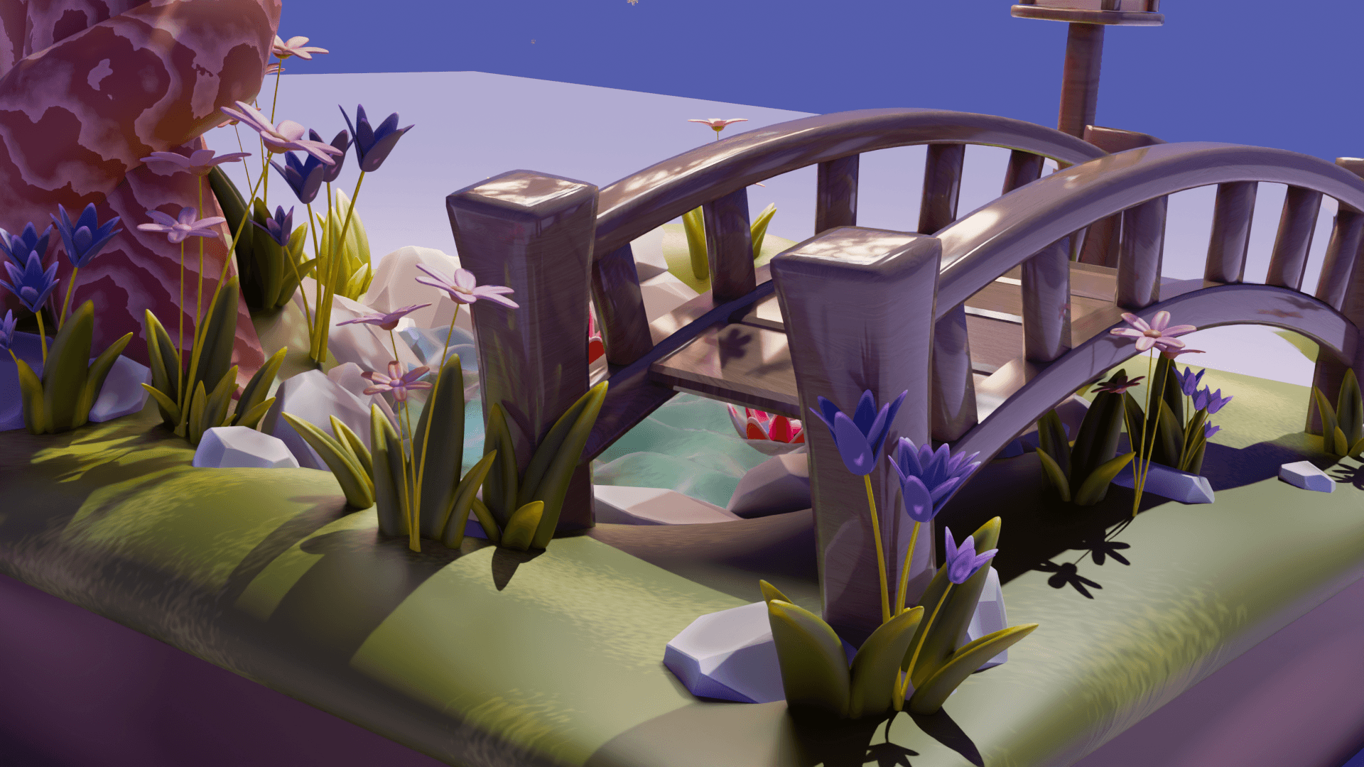 Sakura diorama rendered in Blender