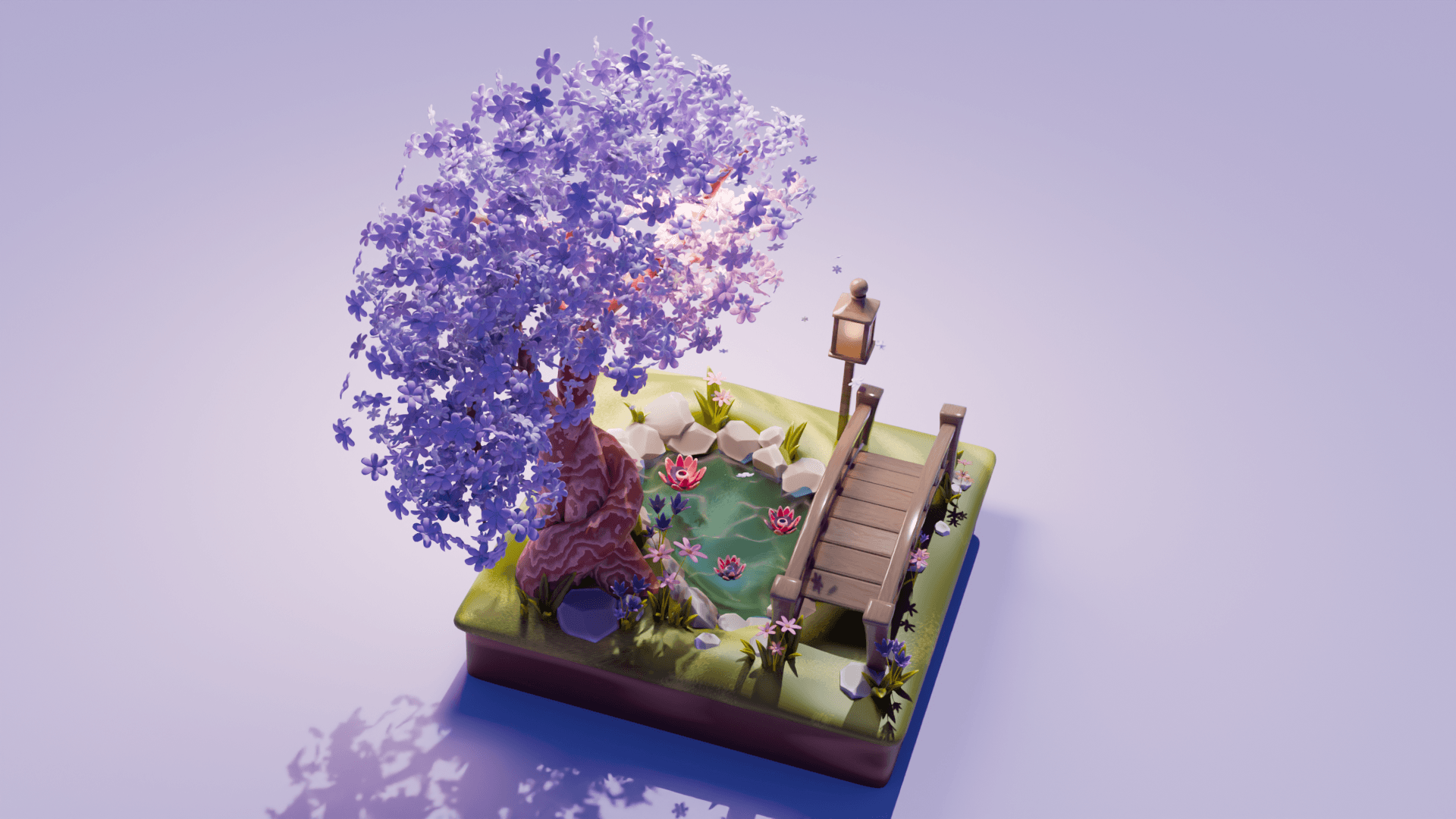 Sakura diorama rendered in Blender